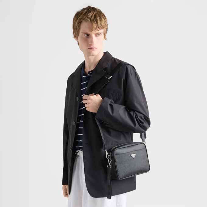 prada saffiano leather two way convertible crossbody clutch bag